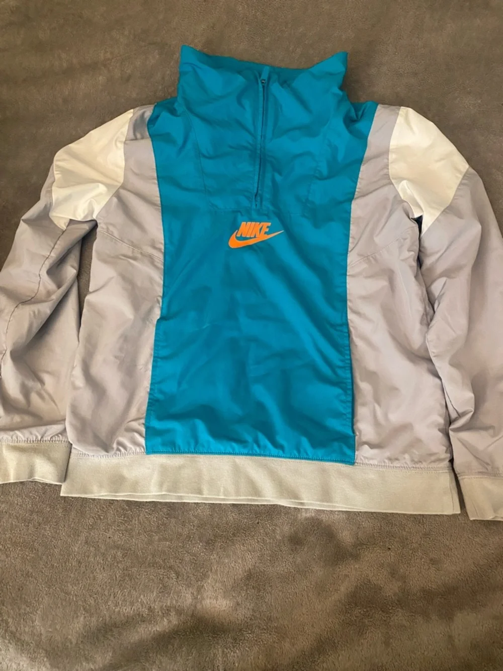 Nike Orange Logo Tee with Teal and Gray Windbreaker Set - Picture 2 of 9